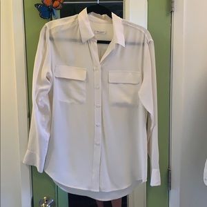 Equipment White Silk Button Down Shirt Small